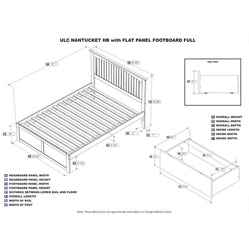 Platform Bed - Storage Bed with Flat Panel Footboard & USB Charger