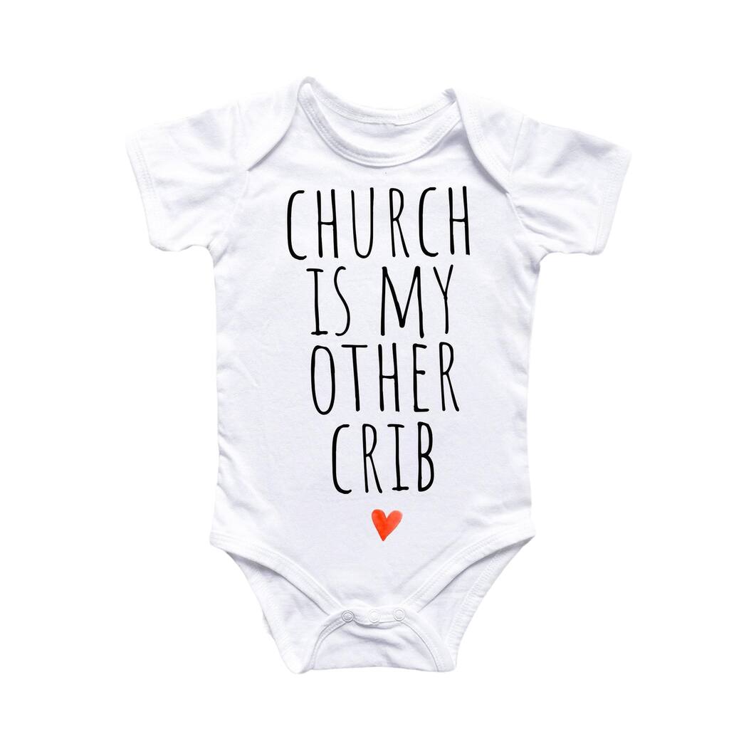 Church Crib Religious - Baby Boy Girl Clothes Infant Bodysuit Funny Cute Newborn