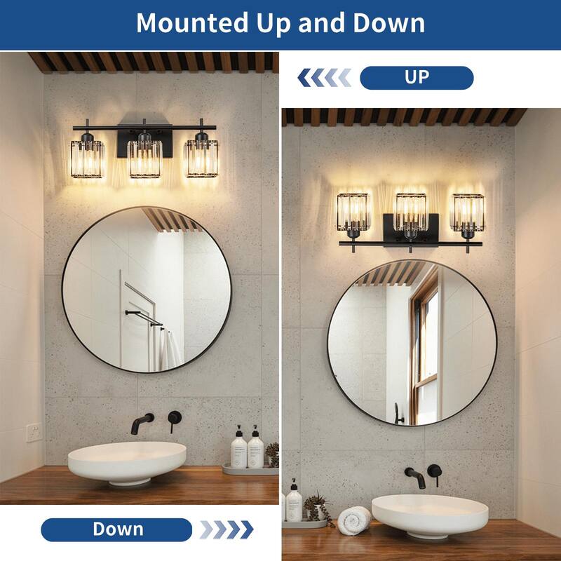 Starsky 3/4-Light Modern Dimmable Bathroom Crystal Vanity Light Wall Sconces with Crystal Shade