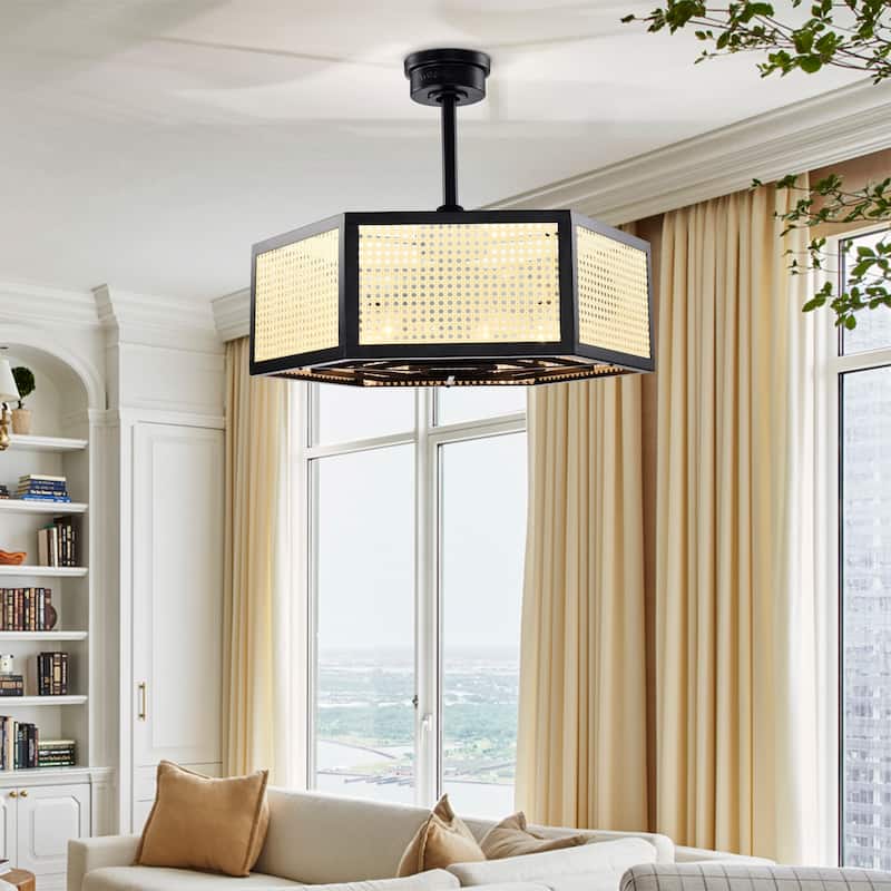 Neira 27 Inch Traditional Rattan Fandelier with Remote