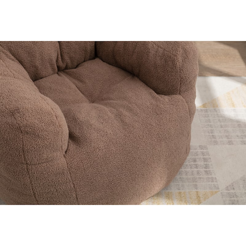 Tufted Deep Seat Bean Bag Chair, High-Density Foam Filler Lazy Floor Sofa, Single Sofa Chair with Curved Armrests