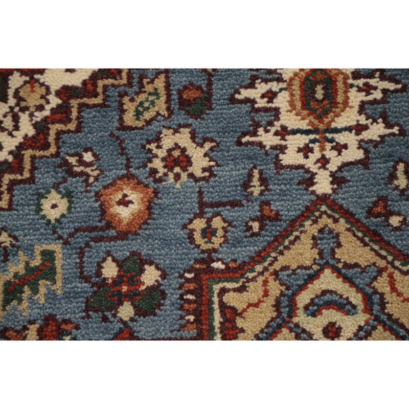 Hand Knotted Oriental 100% Wool Carpet Traditional Medallion Navy Blue & Blues Heriz (serapi) Area Rug - 5' 10'' X 4' 0''