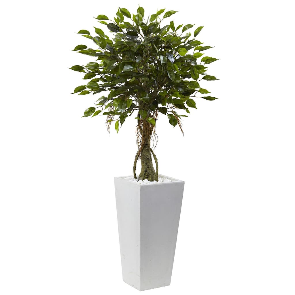 52 Inch Artificial Tree with Planter, Indoor Outdoor Faux Greenery, Tall Decorative Plant, Home Office Decor - 4.33ft.