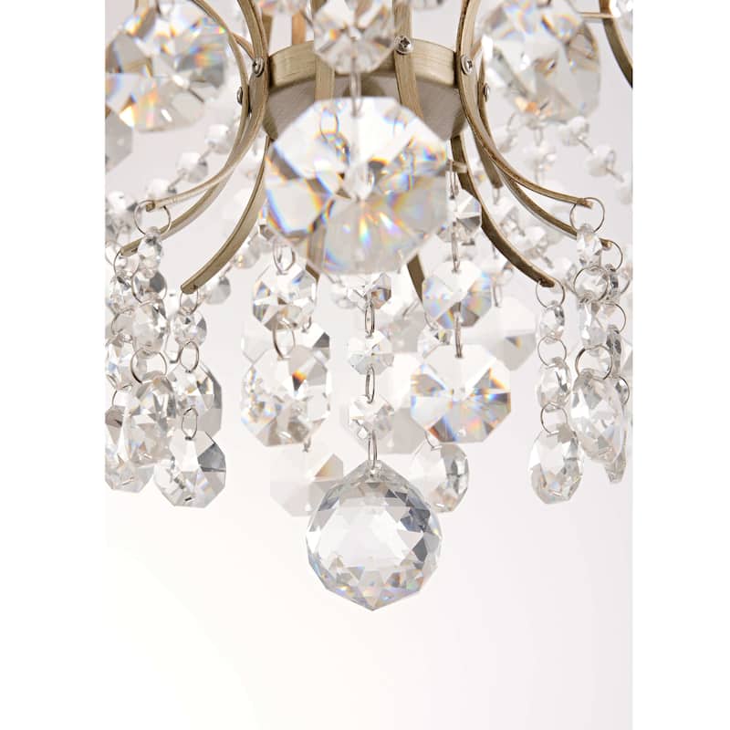 Dalia Brushed Silver-ish Champagne 5-Light Larger Crystal Chandelier - 20 inches W x 21.8 inches H