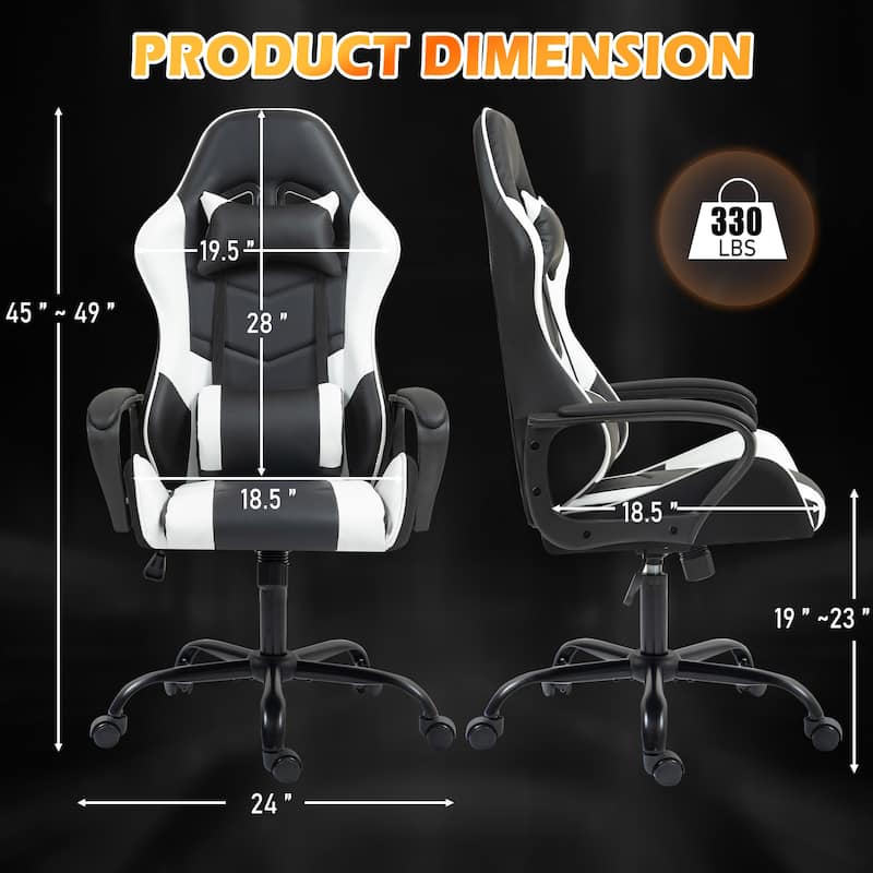 EROMMY Ergonomic Gaming Chair with Massage Lumbar, Rocking Function, Adjustable Support, 360° Swivel