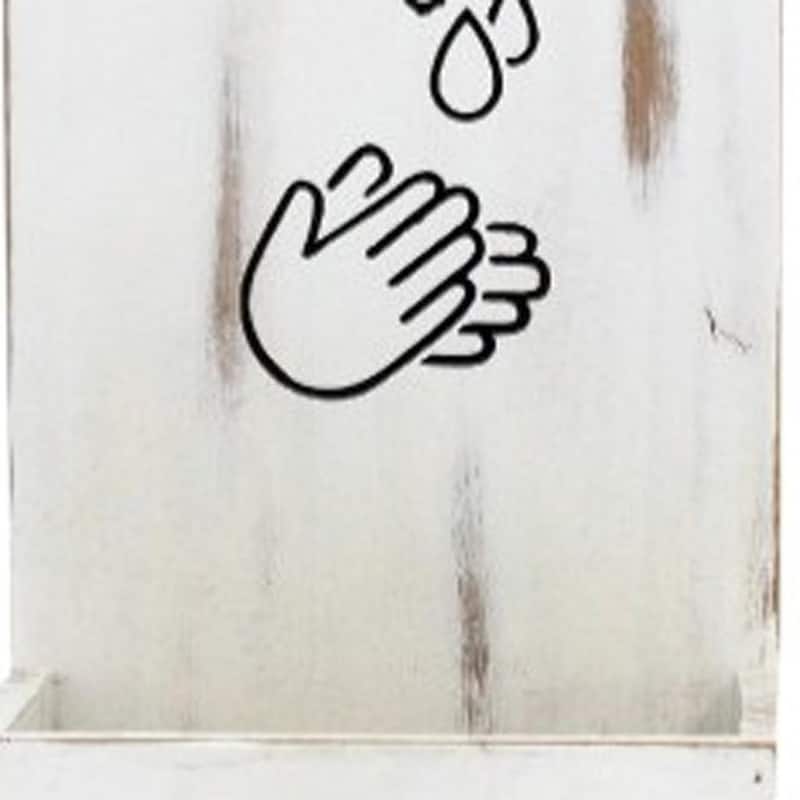 HomeRoots Set of Two White Solid Wood Welcome And Please Sanitize Porch Container Signs