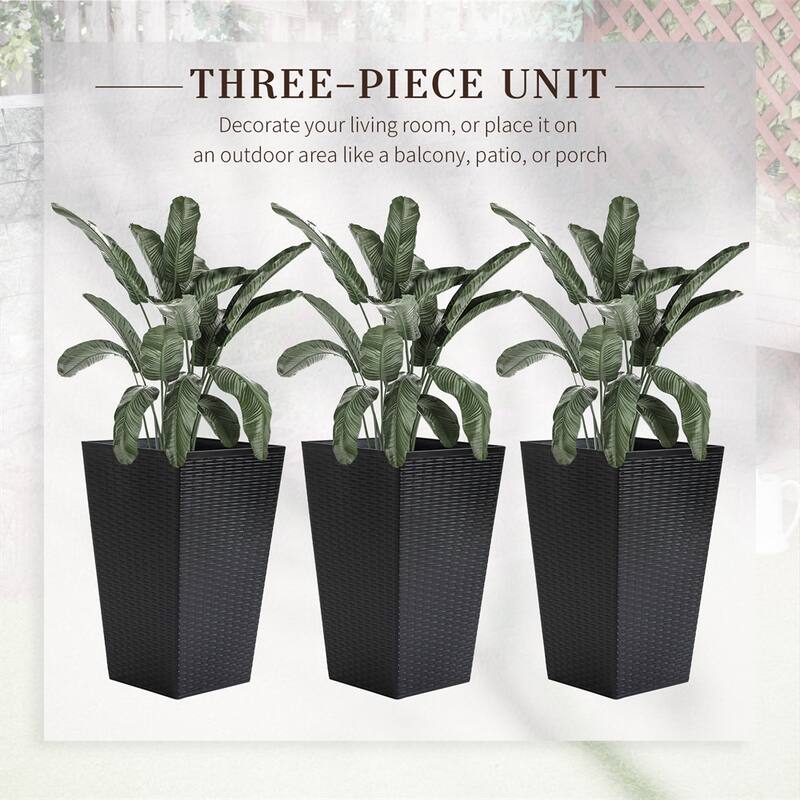 Outdoor Tall Planters with Drainage Hole (Set of 3)