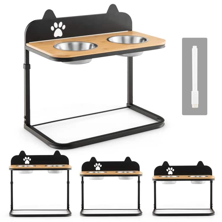 Dog Bowl Stand with 2 Stainless Steel Food Water Bowls - 21'' x 12''x 21'' (L x W x H)