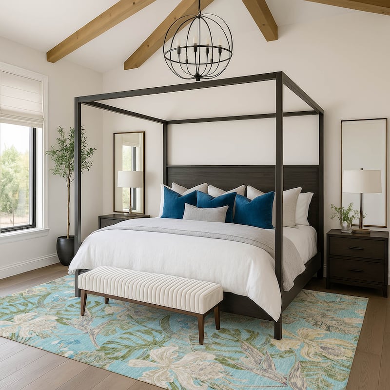 Premium Washable Super Soft Tropical Paradise Mayfield Rug - Teal - 5' x 7'6"