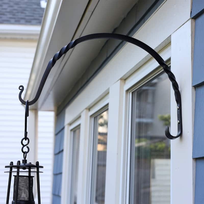 Achla Designs Set of 2 Heavy Duty Arc Wall Brackets, Black Powder Coat Finish