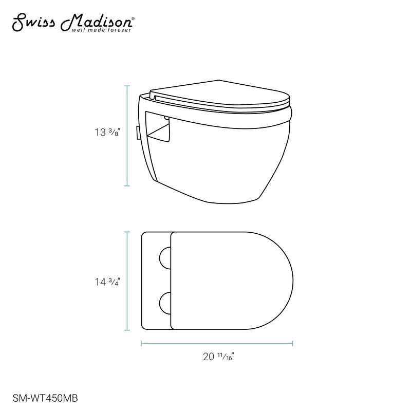 Ivy Wall Hung Elongated Toilet Bowl 0.8/1.28 GPF Dual Flush