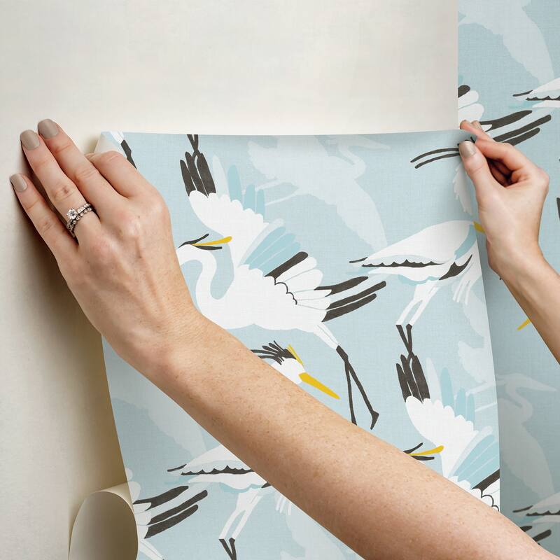 NuWallpaper Coastal Wings Blue Peel and Stick Wallpaper - N/A