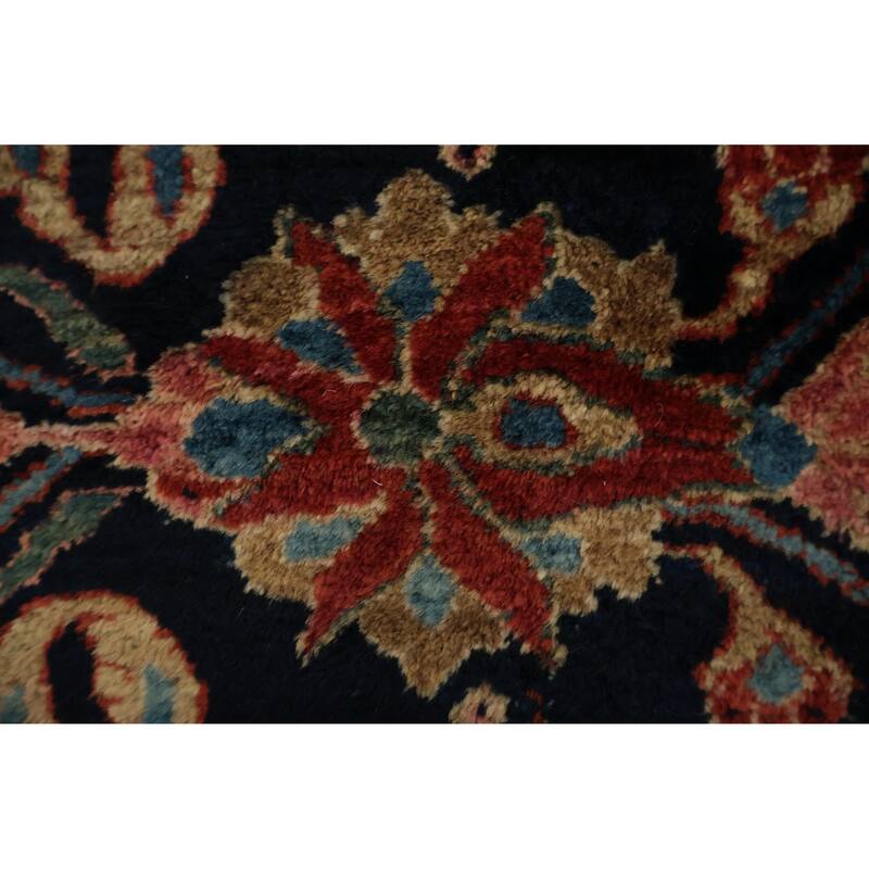 Hand Knotted Oriental 100% Wool Carpet Traditional Floral Navy Blue & Blues Sarouk Area Rug - 17' 3'' X 11' 4''
