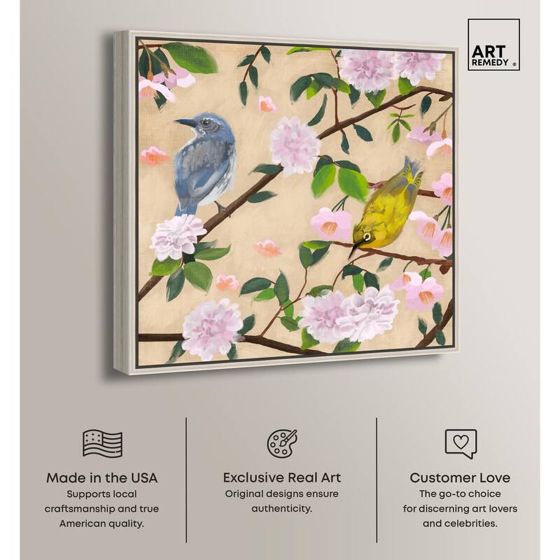 Birds Cuddle Canvas by Art Remedy
