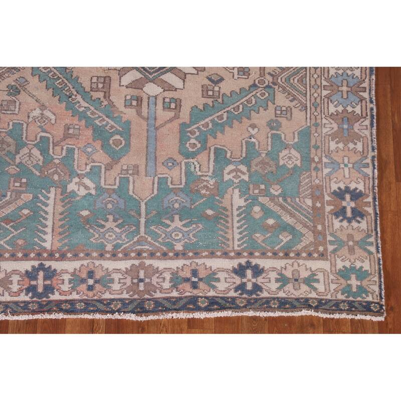 Geometric Bakhtiari Persian Vintage Rug Handmade Wool Carpet - 5'0" x 9'9"