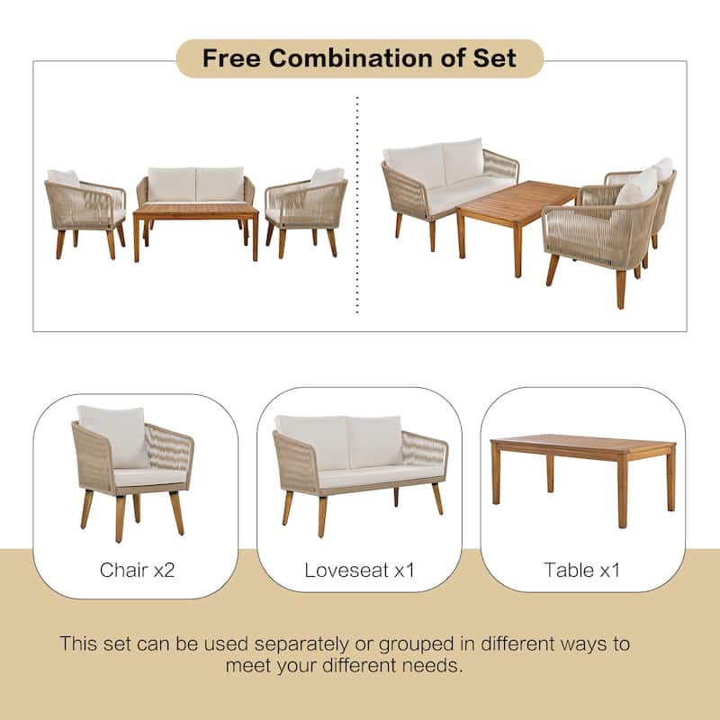 Solid Wood Patio Conversation Set