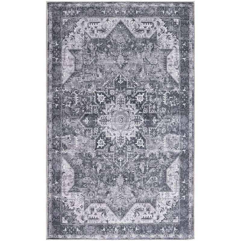 Nourison Washables Indoor only Persian Area Rug - Charcoal/Grey - 3' x 5' - Rectangle
