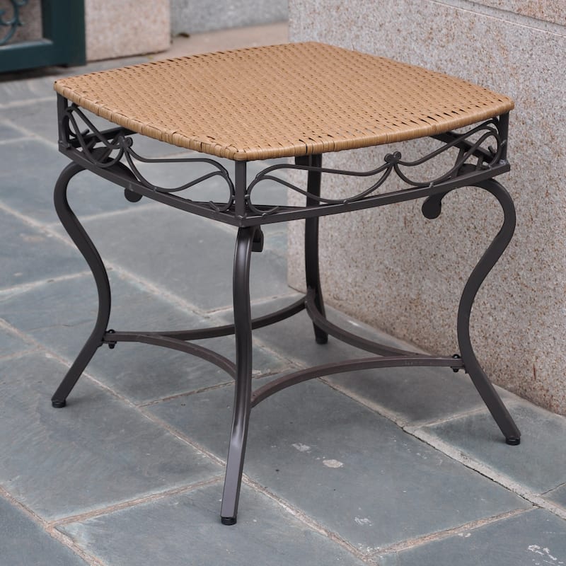 Valencia Resin Wicker Outdoor Side Table - Honey Pecan