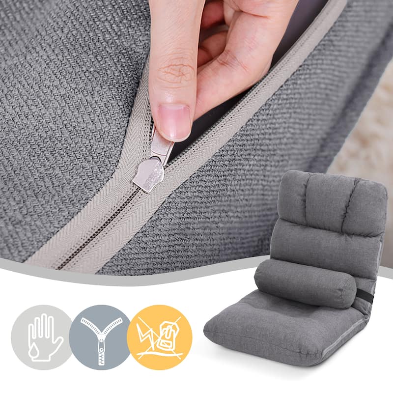 Pellebant Adjustable Padded Floor Chair Recliner With Back Pocket