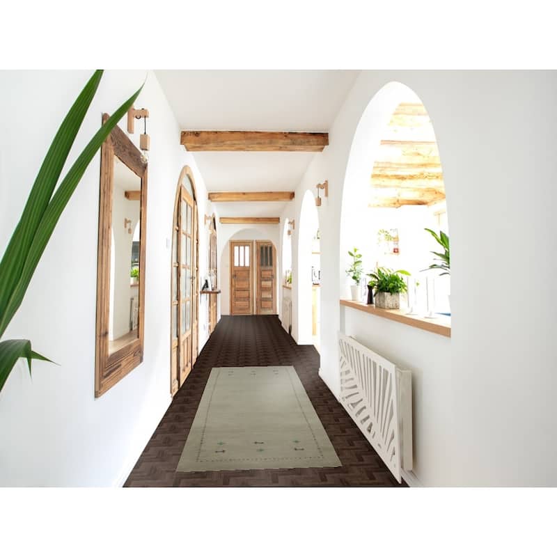 Gabbeh Indian Runner Rug Hand-Knotted Wool Carpet - 2'5" x 7'11"