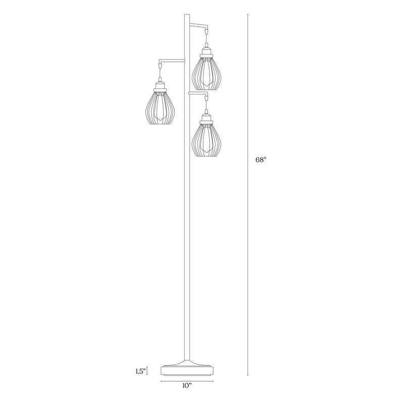 Brightech Teardrop 68 in. Industrial 3-Light LED Super Bright Floor Lamp with 3 Black Metal Teardrop Shades