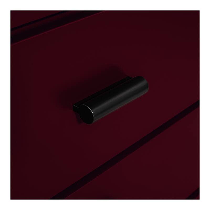 NADAAL STUDIOS Saryn Dresser, Six Soft-Close Drawers with Open Shelf and Sculptural Legs, Deep Red