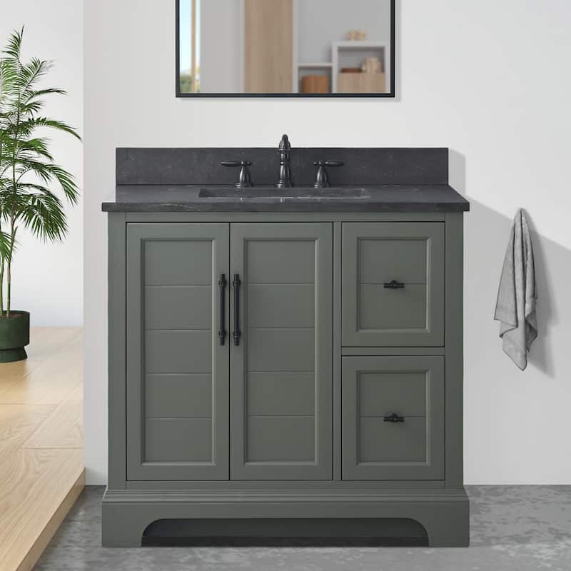 Vanity Art 36" Single Sink Bathroom Vanity with Top & Backsplash - Vintage Green