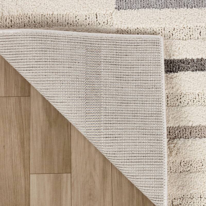 Rug Branch Abstract Modern Geometric Cream Grey Indoor Runner Rug