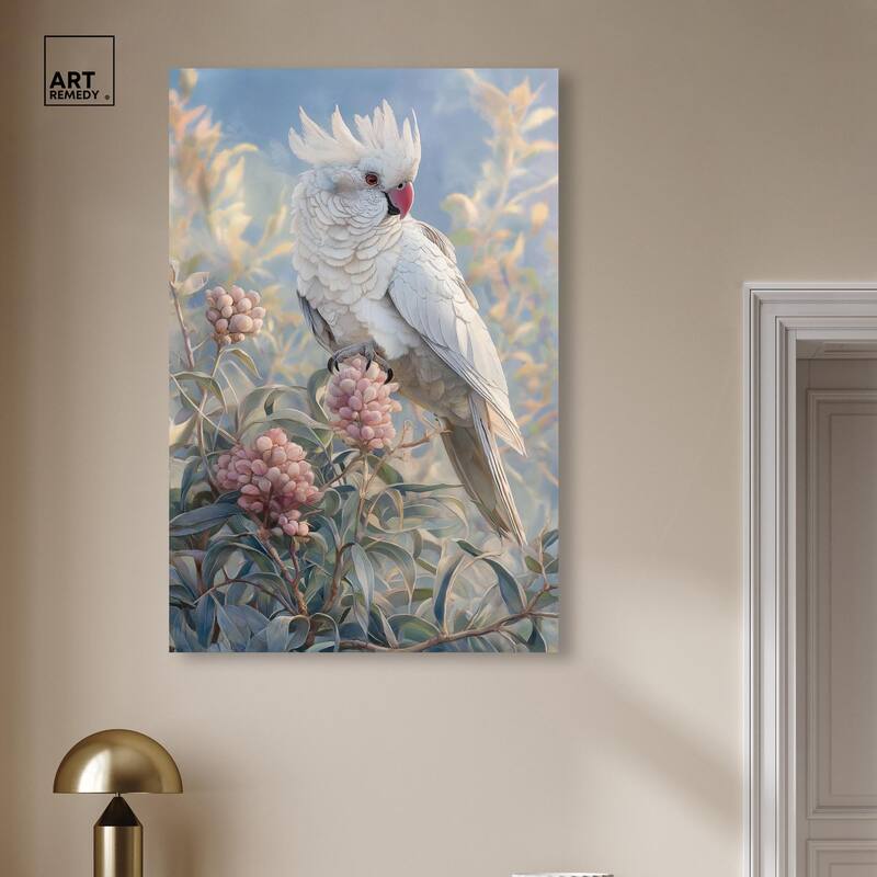Cockatoo and Blossoms Canvas by Art Remedy, Gallery Wrapped