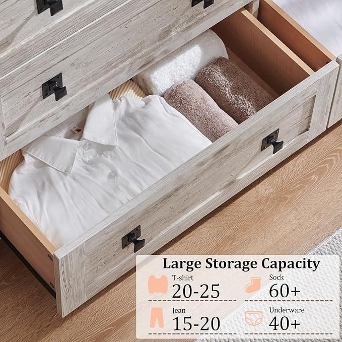 Farmhouse 7 Drawers TV Stand, Chest of Drawers, Dressers Organizer