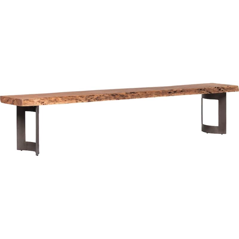 Aurelle Home Bennett Rustic Farmhouse Live Edge Bench - 108" Wide - Brown