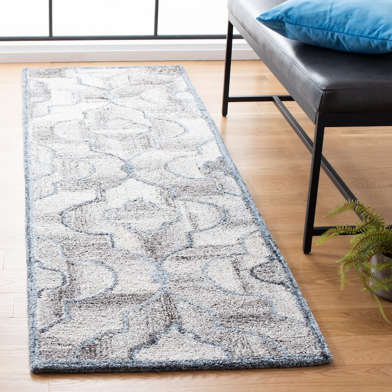 SAFAVIEH Handmade Abstract Mirdza Modern Wool Rug - 2'3" x 8' Runner - Blue/Brown