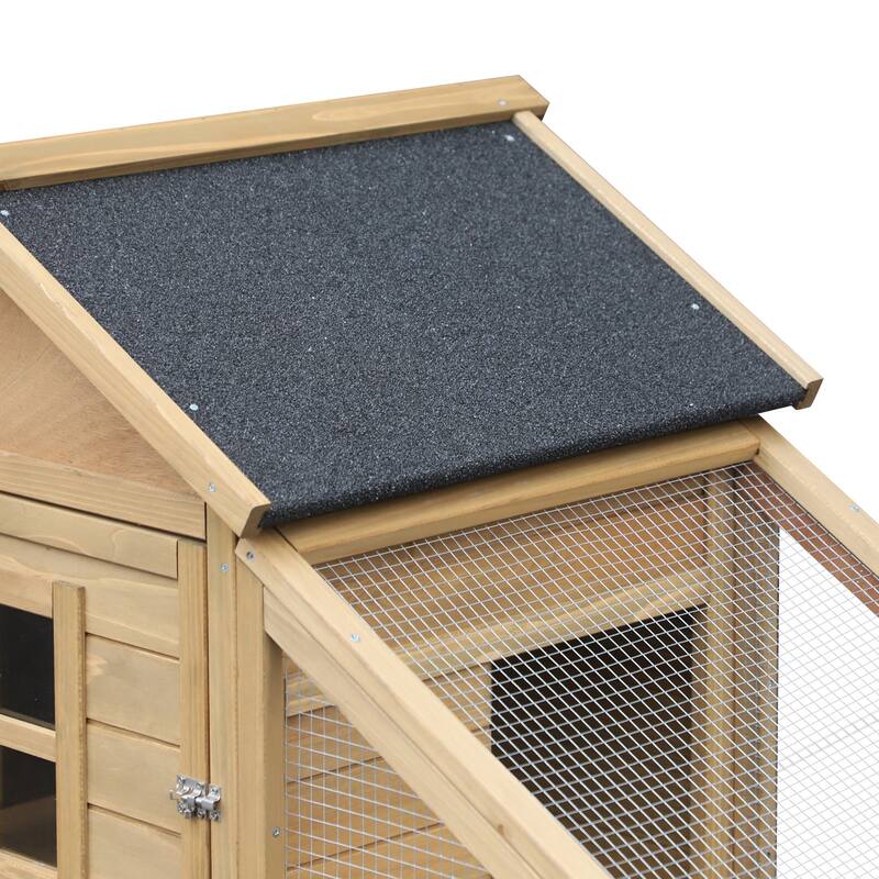PawHut 69" Outdoor Wooden Chicken Coop Hen House with Nesting Box and Run
