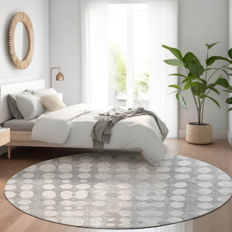Machine Washable Indoor/ Outdoor Chantille Abstract Dots Rug