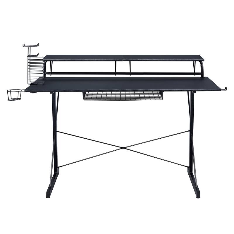 Techni Sport TS-200 Carbon Computer Gaming Desk with Shelving