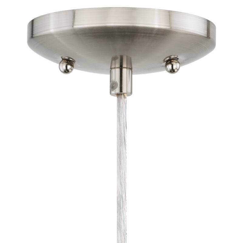Milano Satin Nickel Mini Pendant Ceiling Light Gray White Glass - 4.75-in W x 9.75-in H x 4.75-in D