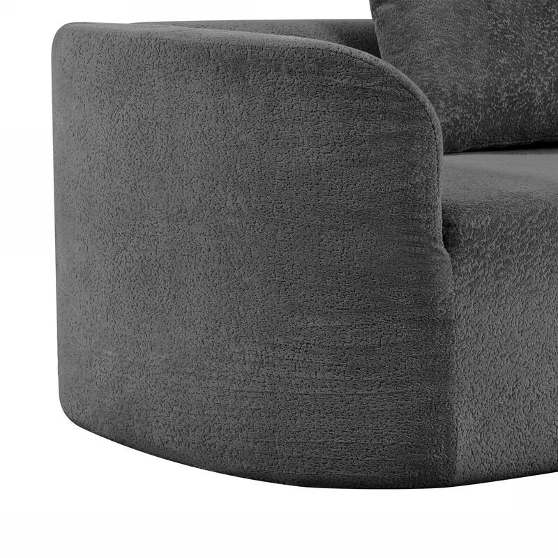 Curved Chaise Lounge with L-shape Back Arm, Pearl Upholstery Sectional Sofa Set with 4 Pillows for Living Room Sleeper Couch