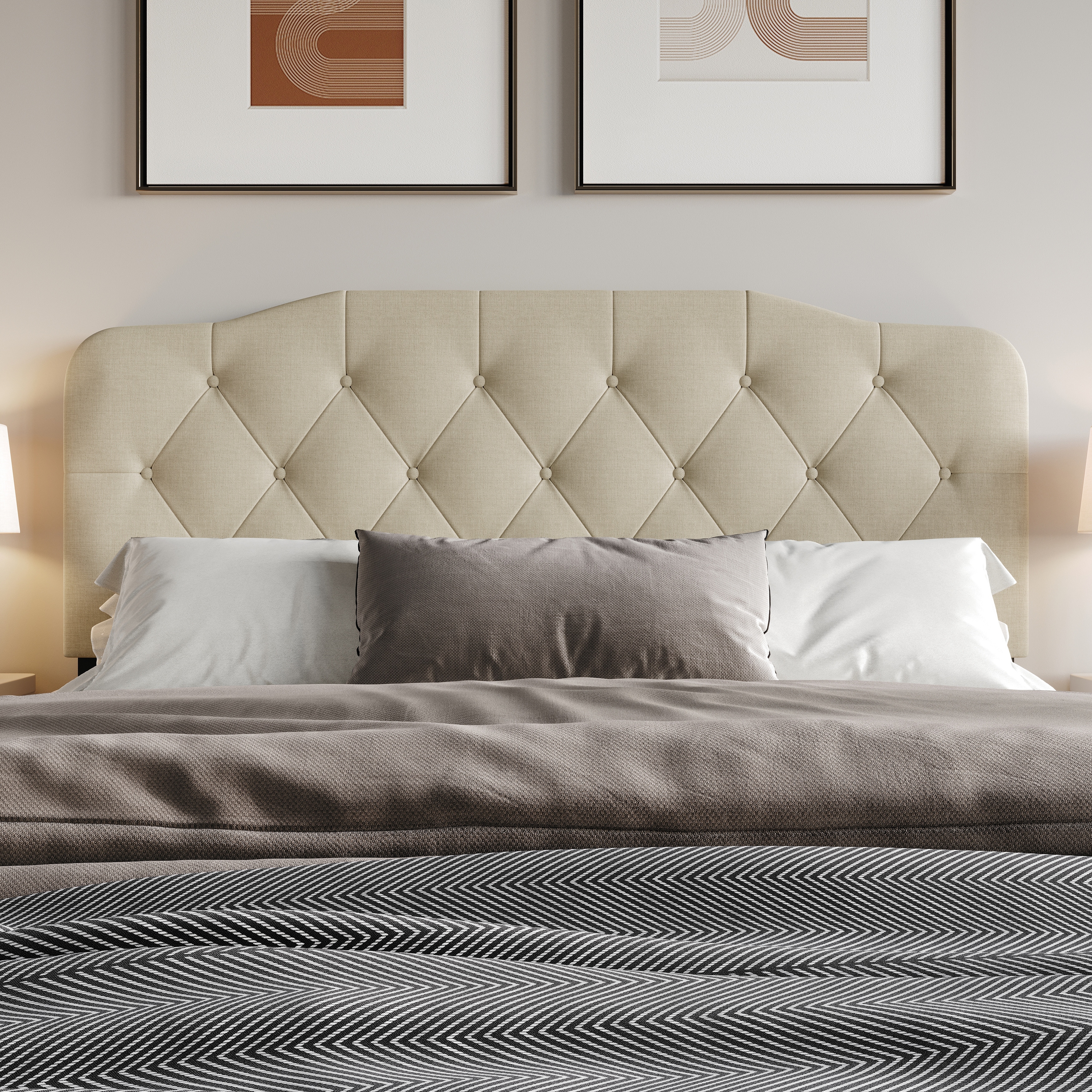 Clayfell Albany Tufted Upholstered Headboard with Adjustable Height and Foam Padding, Easy Assembly