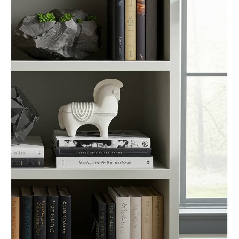 Pottery Horse Figurine Timeless Decorative Sculpture - 11" Ivory - 11.5" x 4" x 10.5"