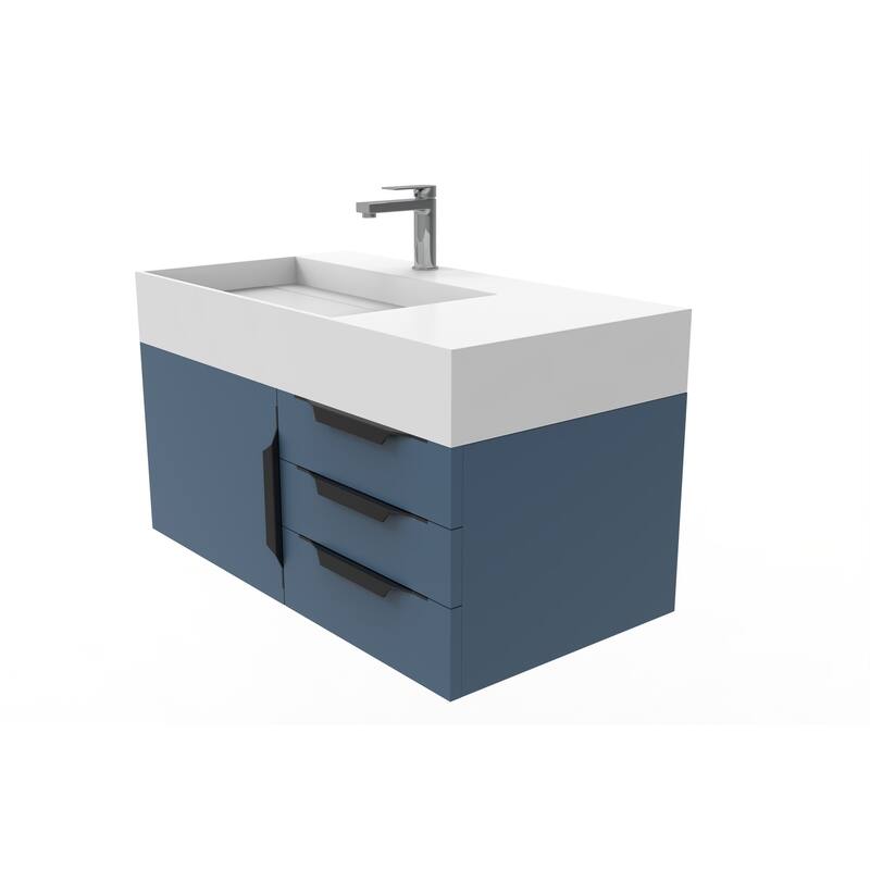 Amazon 36" Wall Mounted Bathroom Vanity Set w/ White Top