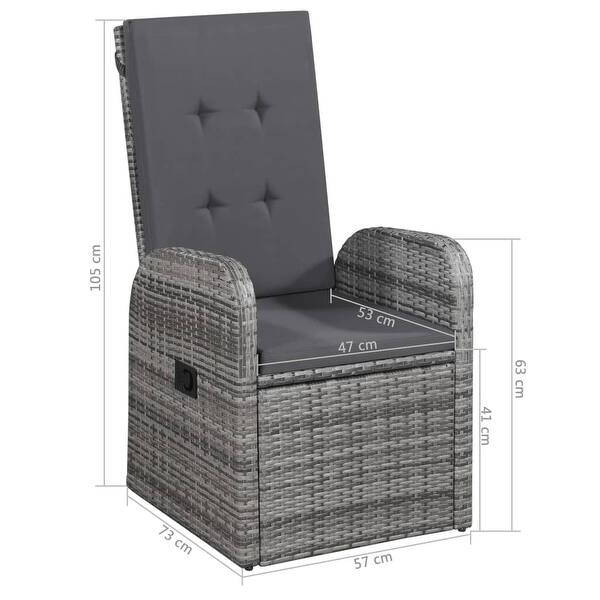 Vidaxl Reclining Garden Chairs 2 Pcs With Cushions Poly Rattan Gray Overstock 31747706