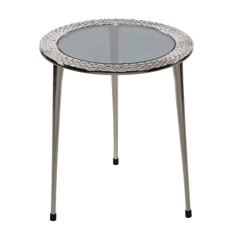 Aluminum Metal Accent Table - Silver - Roche River Decor