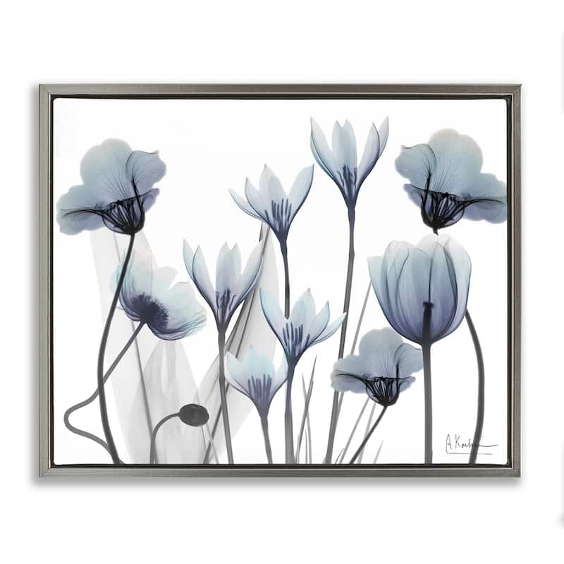 Stupell Delicate Mixed Chic Blooms Framed Floater Canvas Wall Art Design By Albert Koetsier - 21 x 17 - Grey