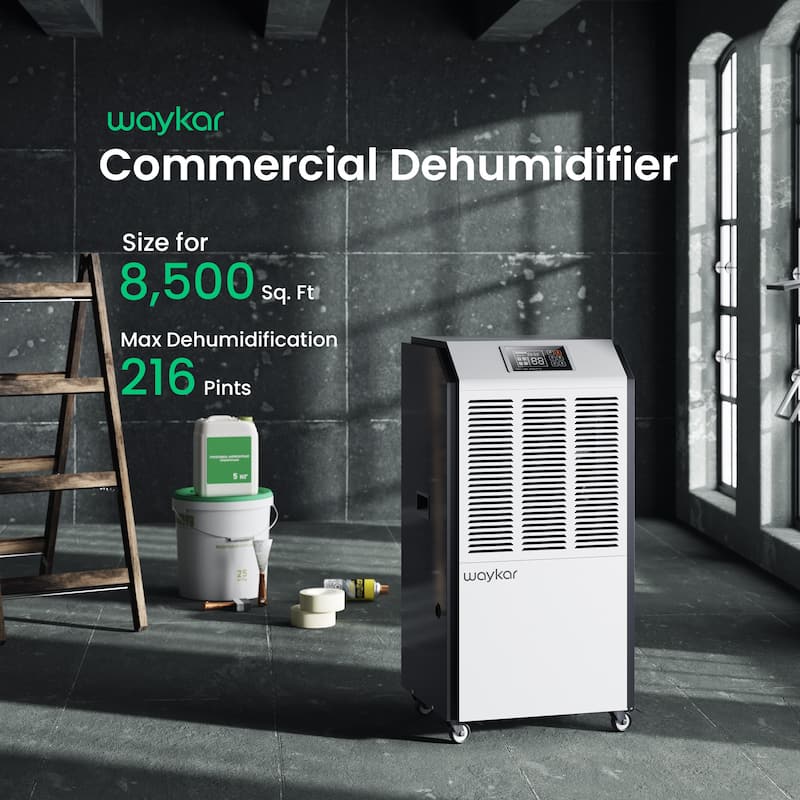 Waykar 216 Pints Commercial Dehumidifier for Space up to 8500 Sq. Ft