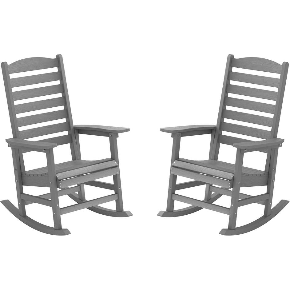 WINSOON All Weather HIPS Outdoor Rocking Chair with Curved Backrest