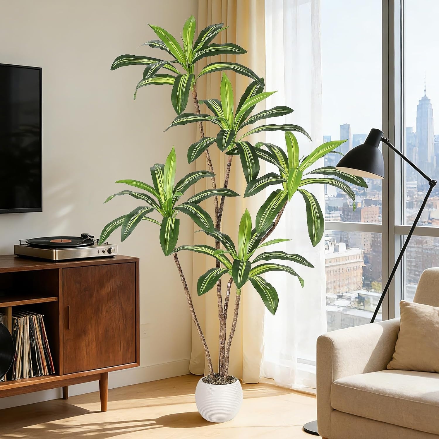 4 ft Artificial Dracaena Tree in Seagrass Basket