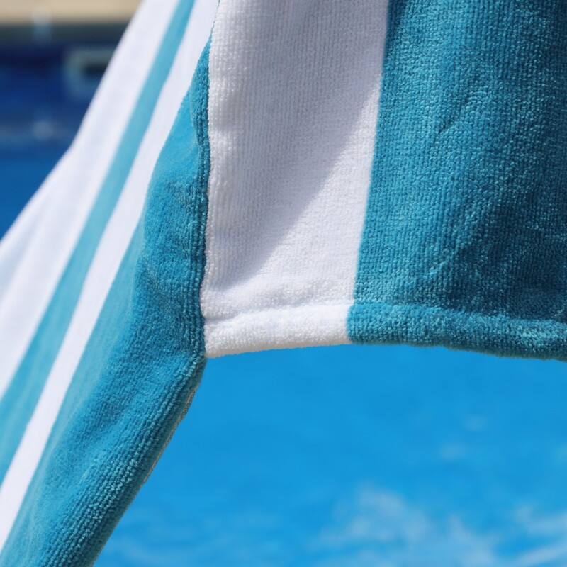 100% Cotton Cabana‑Stripe Lounge Chair Cover Terry Towel with Fitted Pocket & Back Flap Set of 2