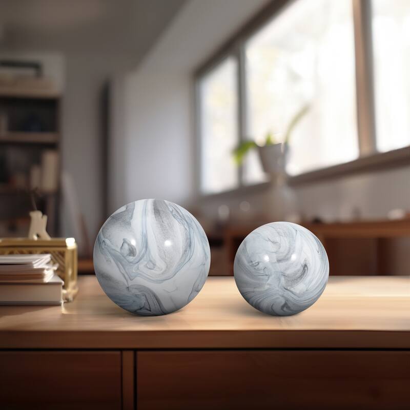 Sagebrook Home 5/6" Glass Orbs - A Timeless Addition to Home Decor Essentials, Set of 2 - 6" x 6" x 6"