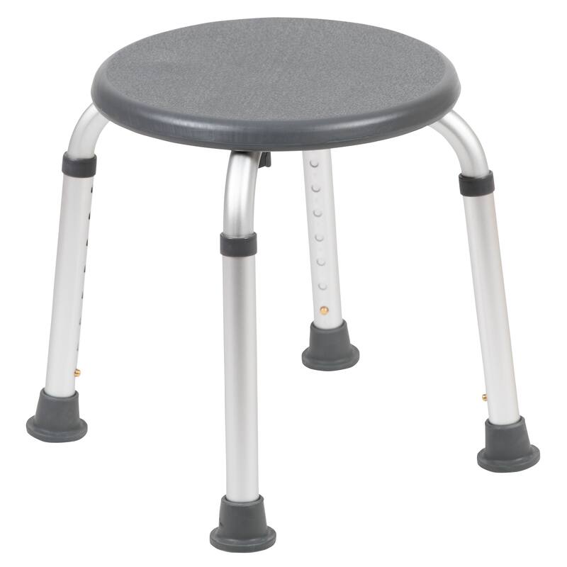 Tool-Free 300 Lb. Capacity, Adjustable White Bath & Shower Stool - 14.25"D x 14.25"W x 14" - 20.75"H