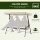 preview thumbnail 6 of 23, Outsunny Outdoor Patio Porch Swing Bench with Included Adjustable Shade Awning & Comfort Padded Seating for Three People